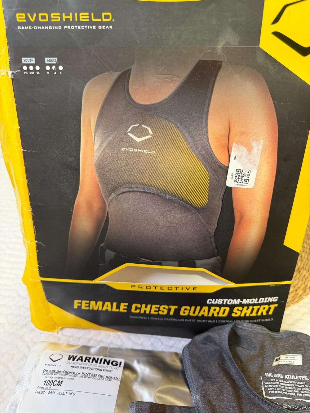 EvoShield Women's Chest Guard Swim Coverup Tank - Gray with Yellow Accent